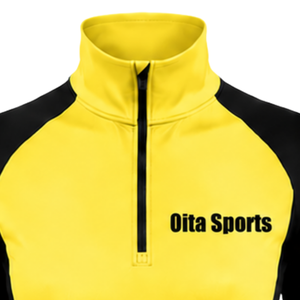 Camiseta Deportiva de Manga Larga para Mujer, Cuello Alto, Cierre de Cremallera, Color Amarillo Brillante, Ajustada, con Orificios para Pulgares, para Entrenamiento Deportivo - Product Image 6