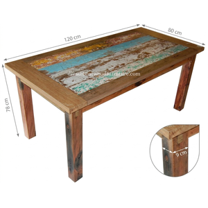 DIVADI Dining <b>Table</b> Java Style KD <b>Leg</b> Rectangular Model Reclaimed Boat Wood Sustainable Design EcoFriendly For Indoor or Outdoor - Product Image 2