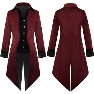 Wholesale Hot sale Premium Quality Medieval Stage Performance Costume Gothic Punk Jacket Medium Length British Punk <b>Trench</b> <b>Coat</b> - Product Image 3
