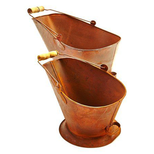 Seau à charbon ovale en métal, fer et cuivre, à prix de gros, accessoires métalliques tendance, seau à cendres pour foyer de patio - Product Image 1