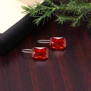 Pendientes colgantes octogonales de zafiro naranja, plata de ley 925, joyería hecha a mano, regalo de Navidad para mujer, oferta al por mayor - Product Image 5