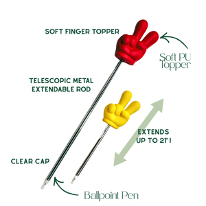 NOUVEAU DESIGN Stylo Gel Nicher EXTENSIBLE en Plastique Souple, à Commande par Geste de Main (High-Five), pour Étudiants, Fêtes, Bureau, Nouveauté, Encre Bleue/Noire - Product Image 3