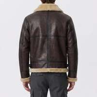 Blouson Aviateur Hiver Homme Personnalisé en Cuir Véritable B3 avec Doublure Sherpa Teint Uni Marron Vintage – Marque Privée OEM