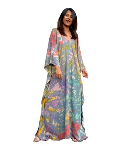 Empate tinte Kaftan DE LA PLAYA vestido Maxi largo del vestido azul Maxi Long Resort caftán Kaftan verano vestido de Ajuste flojo - Product Image 1