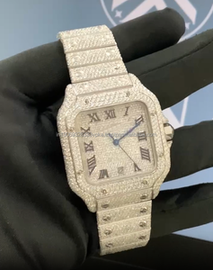 Reloj de Lujo para Hombre con Incrustaciones de Diamantes Moissanite, Acero Inoxidable, Movimiento Mecánico Analógico, Esfera de Cristal de 41 mm, Cierre Plegable Estilo Hip Hop - Product Image 1