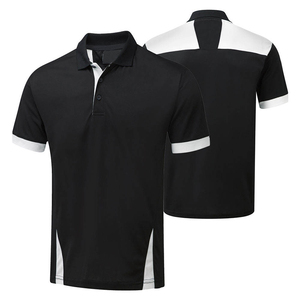 Polo de Manga Corta para Hombre, Color Negro y Blanco, Corte Regular, Secado Rápido, Informal, Tejido de Poliéster - Product Image 1