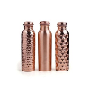 ขวดน้ำทองแดงดีไซน์ลายตอกเก๋ไก๋ ป้องกันการรั่วซึม ปากแคบ ขวดน้ำทองแดงแท้ - Product Image 4