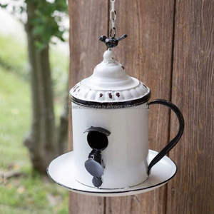 Nichoir unique en métal pour oiseaux, abri suspendu décoratif pour jardin, lieu de nidification extérieur pour petits oiseaux - Product Image 2