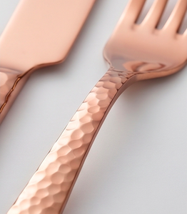 Ensemble de couverts modernes en cuivre, 5 pièces, finition martelée, acier inoxydable, pour mariage et repas - Product Image 2