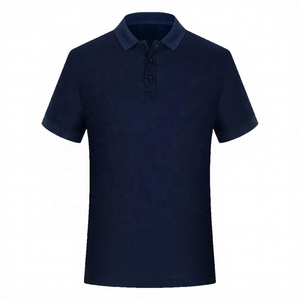Men's <b>Navy</b> <b>Blue</b> Short Sleeve <b>Polo</b> <b>Shirt</b> 100% Cotton Breathable Casual Solid Design Regular Fit - Product Image 1