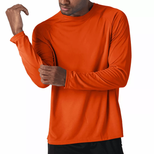 Men's <b>Plain</b> Comfortable Regular Fit T-shirt <b>Long</b> <b>Sleeve</b> Sun Block Workout Shirts <b>Tops</b> - Product Image 6