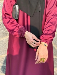 Daily Wear Womens Modest Royal Nida Full Covered Maxi Prayer Wear Saudi Hijab Niqab Front Open Elastic Sleeves Handmade Cotton - Product Image 3
