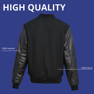 Unisex Winter Varsity Stand Collar College Eco-Friendly Windproof 100% <b>Wool</b> <b>Wool</b> Lined High Street Style Front Logo Custom Color - Product Image 4