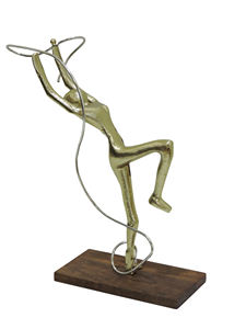 Sculpture Moderne Abstraite Danseuse au Ruban Dorée, 16 Pouces, en Aluminium, Statue Figurative Contemporaine pour Décoration Maison, Bureau, Art et Ornement - Product Image 4