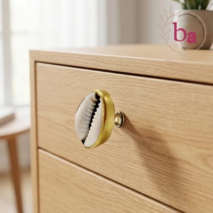 Industrial Design Brass Cowrie Shell Oval Shape Drawer <b>Knobs</b> Easy Installation for Dresser Cabinet Handles Bedroom Home Office - Product Image 2