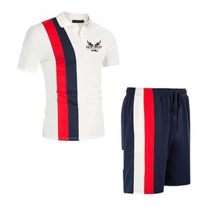 Conjunto de Camiseta Polo y Pantalones Cortos de Verano para Hombre EKIN IMPEX, Ropa Deportiva de Dos Piezas a Rayas, Transpirable, Estilo Casual, OEM/ODM - Product Image 1