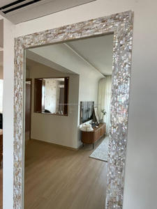 Modern Style Black Floral Bone and Resin Inlay Framed Full-Size Luxury Wood <b>Wall</b> <b>Mirror</b> <b>Decor</b> for Apartments and Buildings - Product Image 5