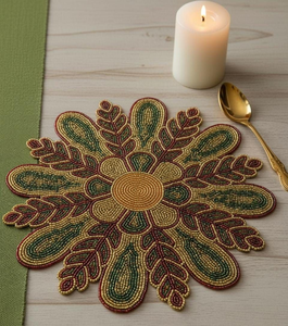Beaded Round Needlework Seed Bead Placemats for Office Coffee Dining Party Placemats - Product Image 5