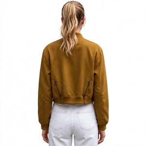 Veste légère imperméable à col montant et manches longues unies pour femme avec poches avant et poches plaquées - Product Image 3