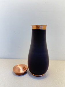 Premium Matte Black Pure <b>Copper</b> Bedside Carafe Jar 1500ml <b>Powder</b> Coated Charcoal Ayurvedic Pot Luxury Wellness Metal Drinknware - Product Image 5