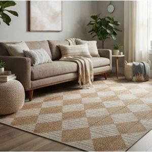 Tapis rectangulaire géométrique moderne en jute tissé plat, antidérapant, pour salon, couverture décorative de sol – Meilleures ventes - Product Image 4