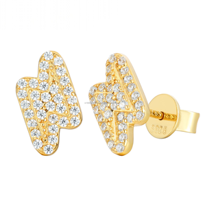 Moissanite Diamond Lightning Bolt <b>Earrings</b> 925 Sterling Silver Gold Tone <b>Stud</b> <b>Earrings</b> for Women <b>Girls</b> Luxury Jewelry Gift - Product Image 1