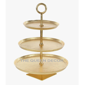 Soporte para Pastel de 3 Niveles de Acero Inoxidable con Acabado Dorado y Diseño de Textura Martillada, Pulido Brillante y Ecológico - Product Image 5