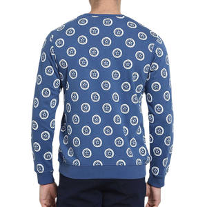 <b>Men's</b> Blue Crewneck Sweatshirt With White Star Dot Pattern Regular Fit Casual Knitted <b>Pullover</b> Autumn Wear - Product Image 1