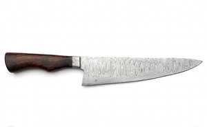Couteau de chef artisanal en acier Damas avec manche en bois – Outil de découpe culinaire professionnel - Product Image 4