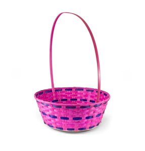Handicraft Woven 2026 Bamboo Basket Painted Small Handle Buckets for Easter Egg Hunt Picnic Party Supplies Birthday Decorations - Product Image 2