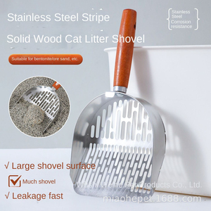 Pelle à litière pour chat en acier inoxydable avec manche en bois, outil de nettoyage durable pour les déjections des animaux de compagnie - Product Image 5