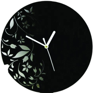 Reloj de Pared Floral Moderno y Lujoso, Minimalista, de Acrílico Negro, Silencioso, de Cuarzo, Decorativo para el Hogar, Sala de Estar u Oficina - Product Image 1