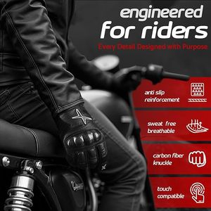 Gants de moto en cuir véritable respirants pour l'été, pour le motocross, le cyclisme et la course à moto - Product Image 2