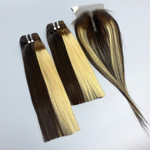 Extensiones de cabello Remy recto de hueso crudo virgen 100% pelucas de cabello humano vietnamita en Piano negro y Rubio Super calidad - Product Image 1