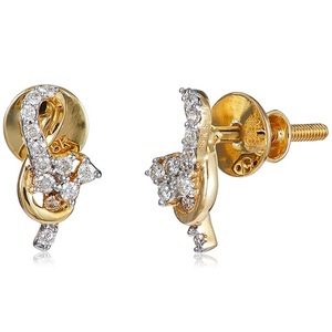 Pendientes de Diamantes Radiant Swirl, Pendientes de Diamantes de Oro Amarillo de Lujo para Mujer, Corte Baguette, Color G, Uso Diario, Diseño Geométrico - Product Image 1