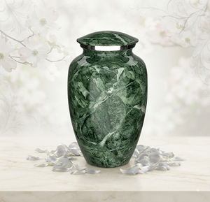 Urnes funéraires en métal fini marbre vert pour cendres humaines crémées, pot de rangement pour restes, urnes commémoratives de crémation - Product Image 1