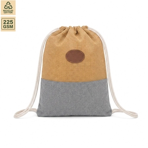 225 GSM Recycled Cotton <b>Drawstring</b> <b>Backpack</b> Gym Sports 32x45.5 cm Flat Custom Logo Wholesale OEM Private Label Model ANKJ060-R - Product Image 1