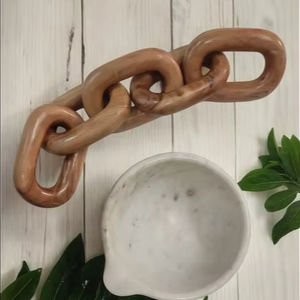 Ensemble de guirlandes décoratives bohèmes en chaîne de bois et perles, chaîne en bois sculpté à la main, décoration esthétique moderne style ferme - Product Image 1