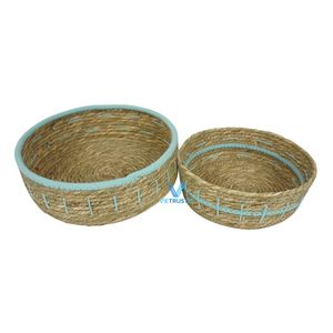 Plateau de service et de rangement décoratif en jonc de mer tressé à la main, écologique, qualité commerciale, pour cuisine, table basse, hôtel - Offre Spéciale Vietrustic - Product Image 1