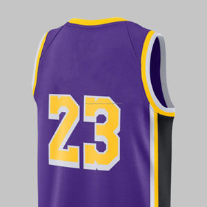 Maillot de basket-ball personnalisé de haute qualité, sublimé, respirant, grande taille, avec le nom du joueur célèbre, 100% polyester, sans manches - Product Image 3