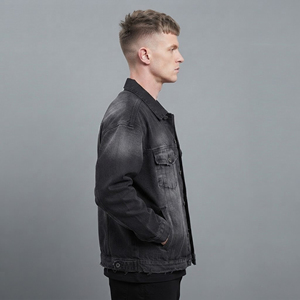 Premium Quality Custom Men's Denim <b>Jacket</b> Simple Loose Fit Long sleeve Wholesale Washed custom logo hip hop men's denim <b>jacket</b> - Product Image 6
