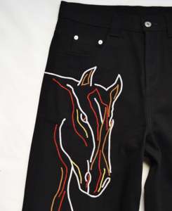 Vintage Custom Embroidered Baggy Jeans <b>Men</b>’s Wide Leg Streetwear <b>Denim</b> Pants Gothic Hip Hop Loose Fit Oversized Trousers - Product Image 4