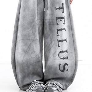 New Design Women's Double Waisted Sweatpants Oversized Heavy <b>Weight</b> Cotton Jogger Pants Breathable Baggy Plain <b>Blank</b> Trousers - Product Image 4