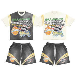 Ensemble T-shirt et short graphique oversize pour homme 2026 – Tenue décontractée 2 pièces streetwear d'été – Survêtement imprimé coordonné - Product Image 4