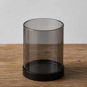 Vase de table en verre teinté noir Art Déco écologique KS International pour bougie hurricane, modèle 5257, idéal pour les mariages - Product Image 5