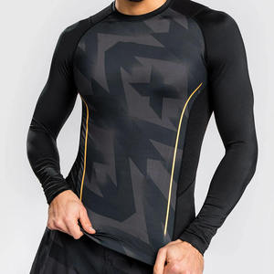 Haut de sport pour homme à manches longues, anti-UV, imprimé intégral motif géométrique, séchage rapide, en Spandex et Polyester - Product Image 1
