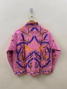 2026 Trendy Velvet Suzani Floral Embroidery Reversible Stand Collar <b>Winter</b> Jacket Artisan Crafted Warm Regular Length <b>Coat</b> - Product Image 3