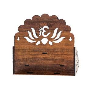 Autel mural en bois de haute qualité pour la maison, table d'autel en bois pour la prière, décoration intérieure, temple Devghar avec art OM Lotus - Product Image 6