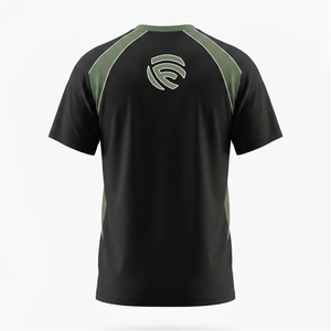 Camiseta con Paneles de Malla, Corte y Confección Personalizados |   Camiseta para Hombre de Talla Grande en Negro y Verde Oliva - Product Image 3
