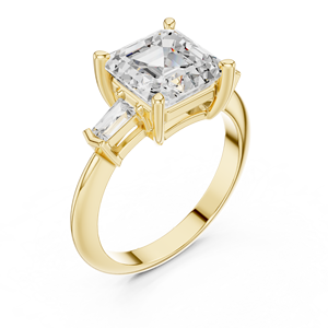 แหวนหมั้นทองคำแท้ 14K พร้อมเพชรทรง Asscher และ Emerald Cut เพชรเลี้ยงในห้องปฏิบัติการ แหวนขอแต่งงานสุดพิเศษสำหรับผู้หญิง - Product Image 5